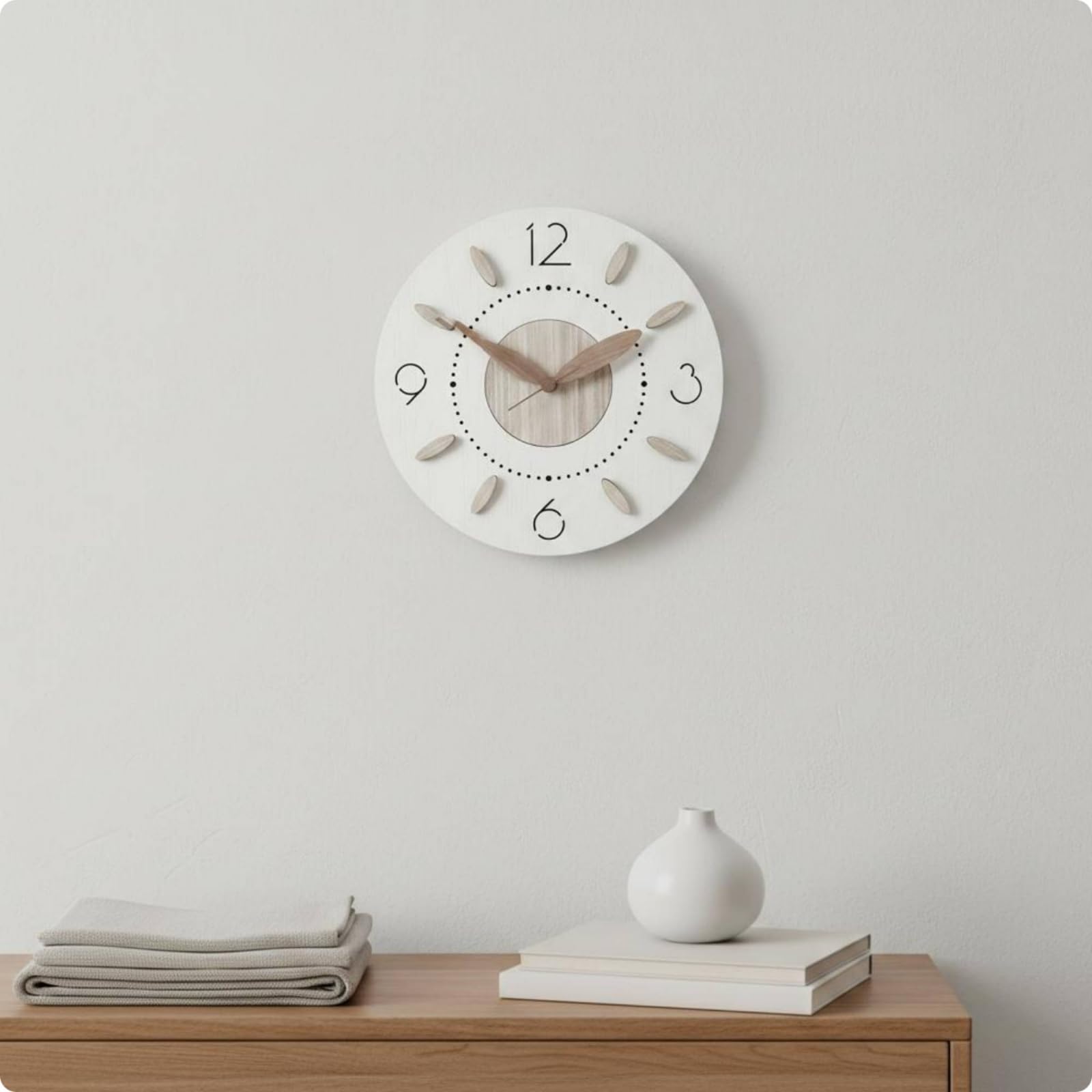 Milageto Wanduhr Moderne Holz mit Klarem Zifferblatt Und Deutlichen Ziffern Geräuschlos für Angenehme Ruhe Dreidimensionaler Look für Wohnzimmer Schlafzimmer Büro Praxis, B-Modell, 15 Zoll