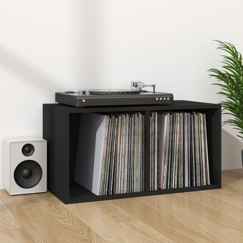 Home-Armadi & Storage,Armadi e rack di archiviazione multimediali,Scatola di immagazzinaggio in vinile nera 71x34x36 cm legno ingegnerizzato