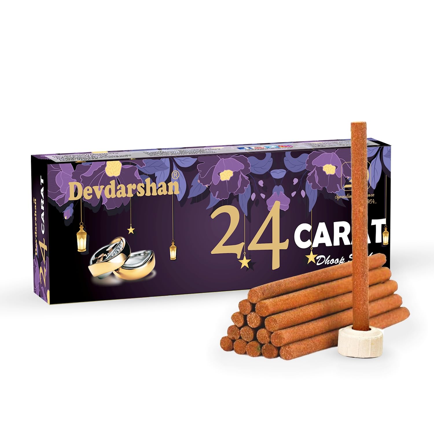 Devdarshan 24 Carat Dry Dhoop Stick 15 Sticks (Pack of 12 Units