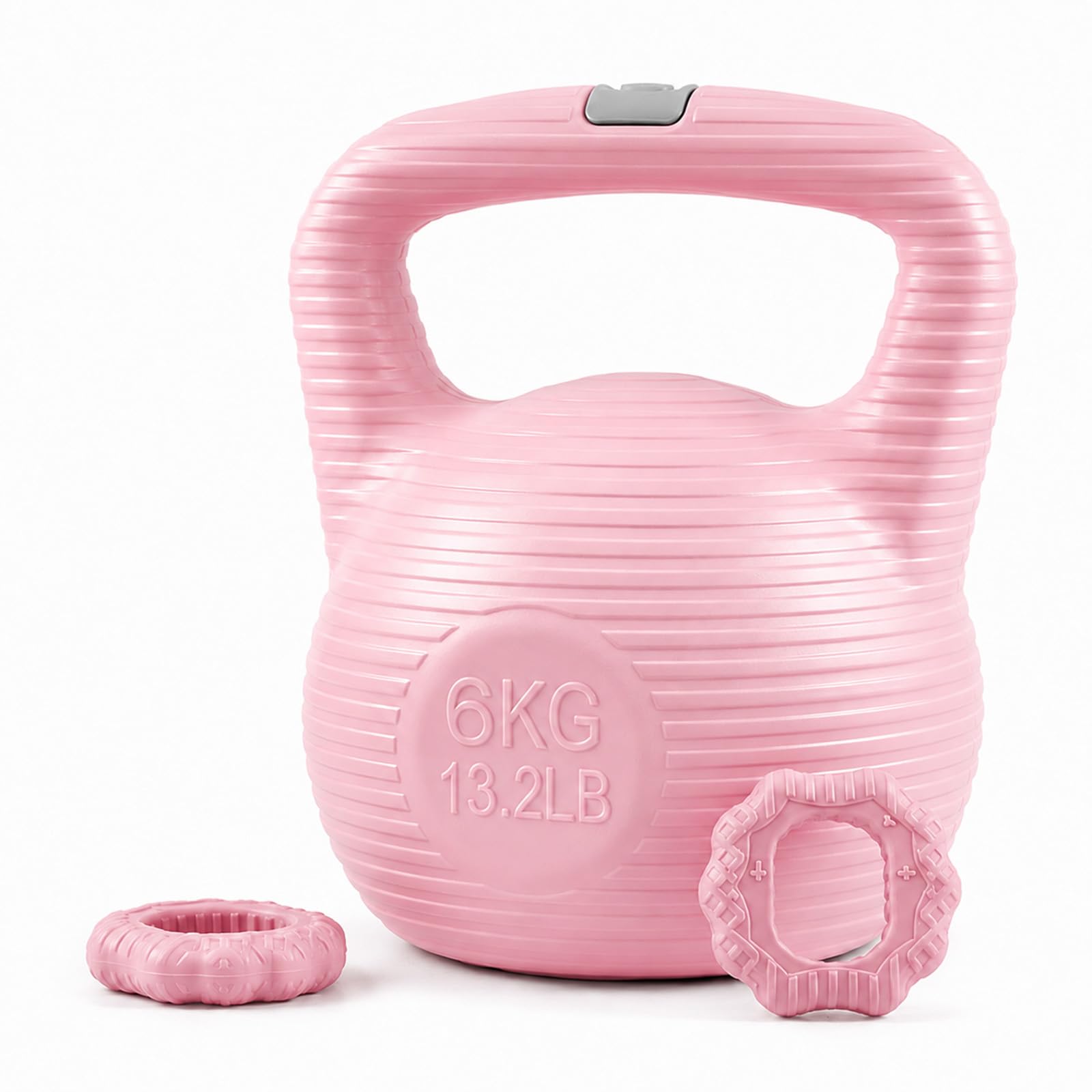 Home Fitness Set, Kettlebell and 2 Silicone Grip Trainers (Pink, 6kg)
