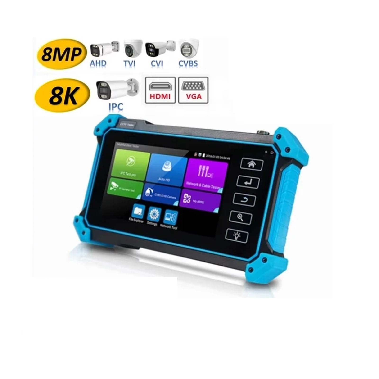 Tester CCTV, 5.4 "8K CCTV IPC Tester IPC5200 Narzędzie Do Testowania Kamery 8MP AHD CVI TVI VGA HDMI PTZ PoE UTP Kabla Sieciowego(IPC-5100C Plus)