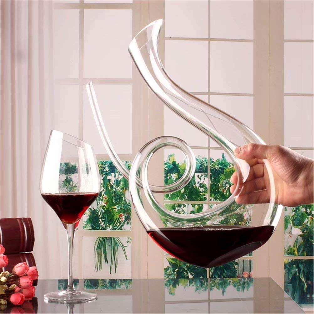 Carafe à Vin Soufflée à la Main - Verre en Cristal Sans Plomb, Aérateur Classique 1500 ml, Accessoires et Cadeaux