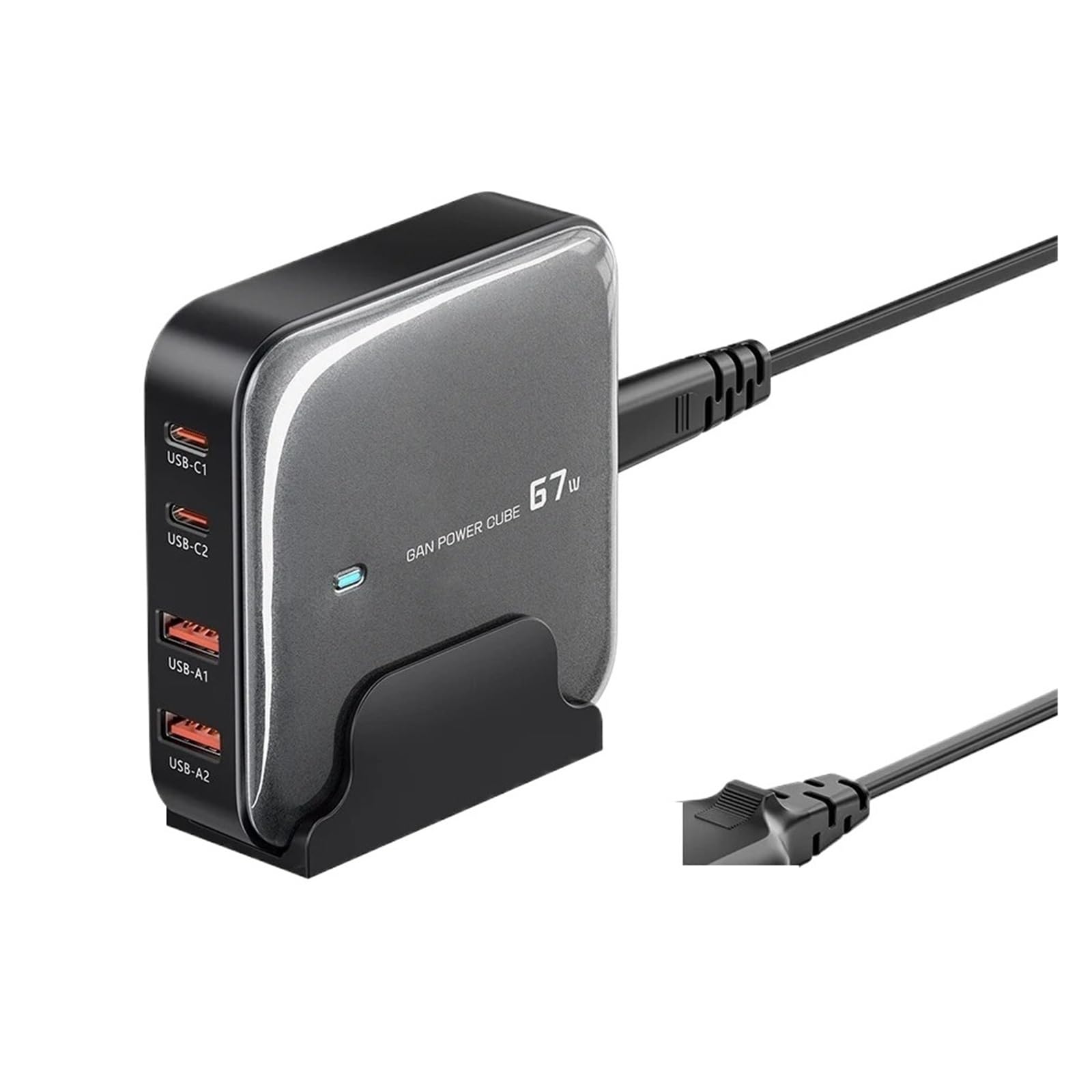 Caricabatterie Stazione Di Ricarica Caricatore USB GaN Multiporta Da 67 W Tipo C PD QC Rapida Capacità Di Ricarica Rapida(Black)