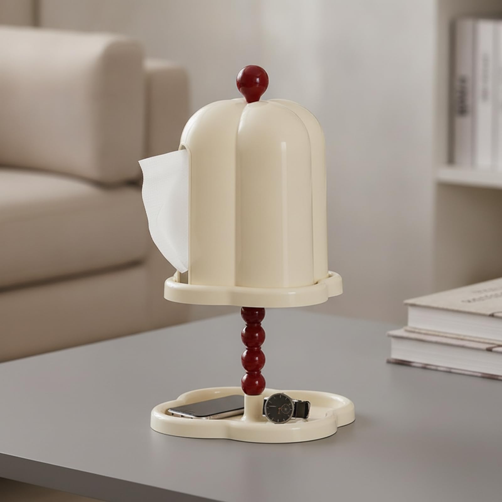 Klassisch Tücherbox mit Standfuß, Weiß Und Grün