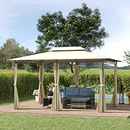 Pavillon 3×4 m von Outsunny mit 6 Seitenteilen für Garten und Feste