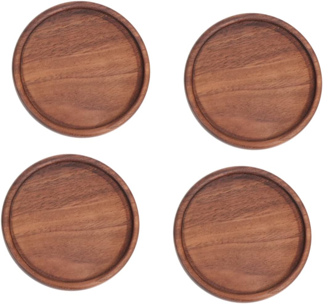 4pcs Coasters for Table Black Walnut Heat Resistant Decorative Coasters Cup Holder Placemat