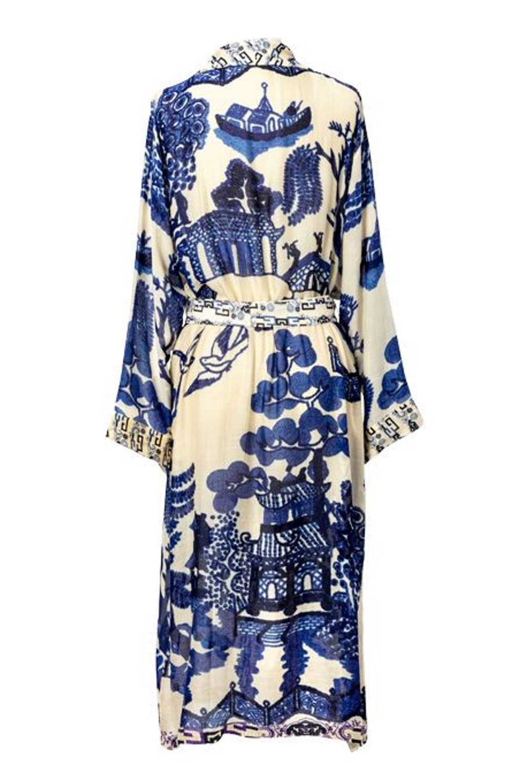 Victorian Trading Co Blue Willow Tie Front Robe OS