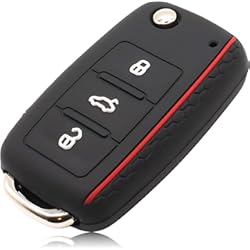 Funda Para Llave Mazda 2 FOAMO Funda compatible con VW Skoda Seat Llave de coche con 3 botones - Silicona Cubierta Protectora Cover Caso Clave in Negro Rojo