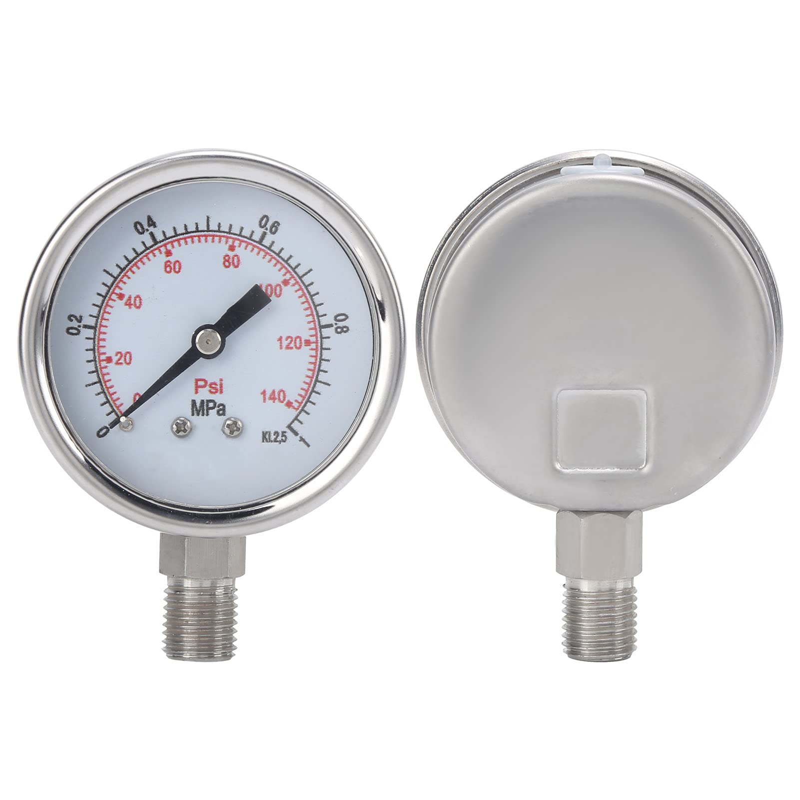 Manometro Industriale Misuratore di Pressione in Acciaio Inossidabile Misurazione Accurata 0‑.0MPa con Filettatura M14x1.5 Installazione Verticale Copertura Quadrante Trasparente