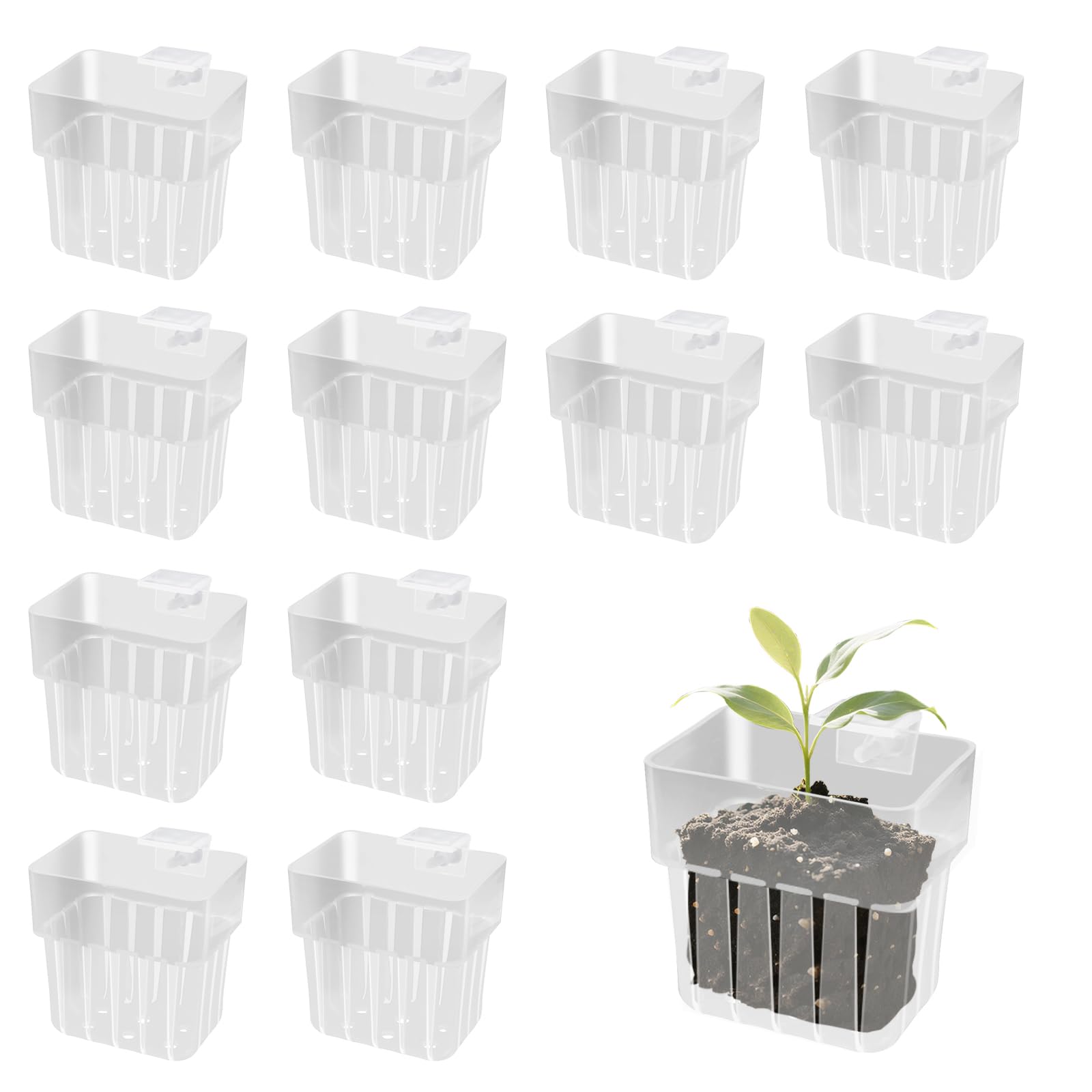 Simaixing Aquarium Plant Holder for Fish Tank, Transparent Pond Plant Baskets, Fish Tank Plant Holder for Hydroponic Cultivation and Water Feature Decoration (12 PCS)