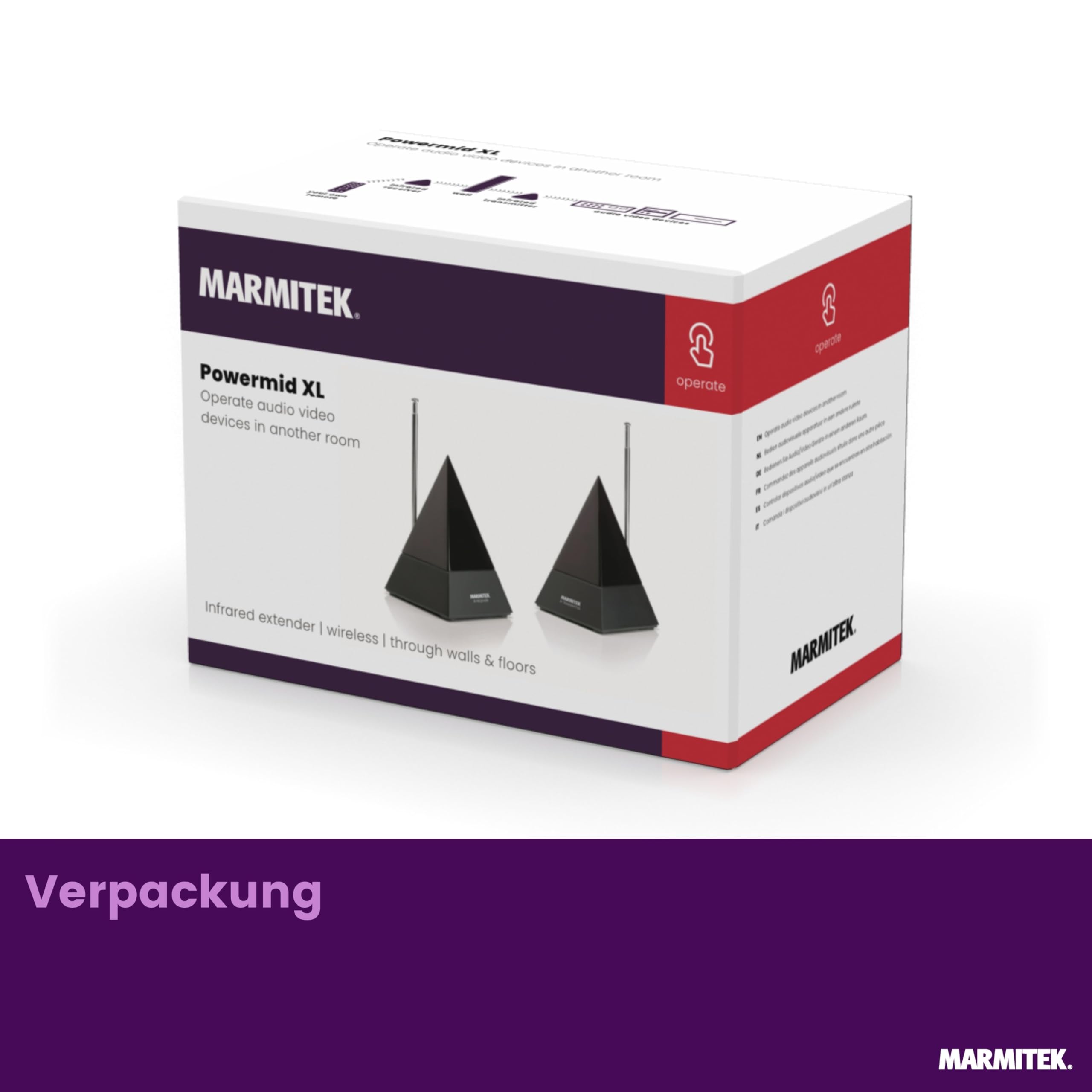 Infrarot Extender - Marmitek Powermid XL - Steuern Sie Ihre AV Geräte mit diesem IR repeater drahtlos von einem anderen Raum aus - Funktioniert garantiert mit allen Fernbedienungen | Geräte in anderem Raum durch Wände bedienen, Plug & Play, RF bis 25 m im