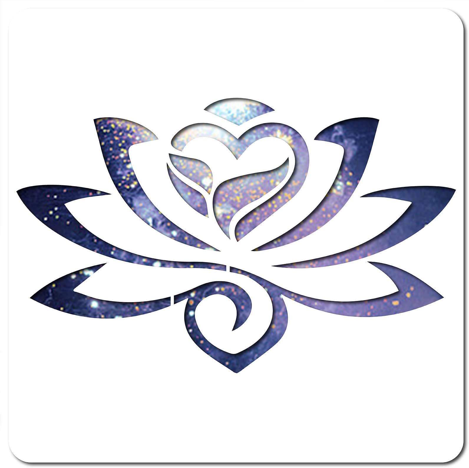 GORGECRAFT Lotus Stencil Template 11.8x11.8 Inch Large Flower Reusable Square Plastic Stencils Sign Home Decor for Painting on Wood Wall Scrapbook Card Floor and Tile Drawing