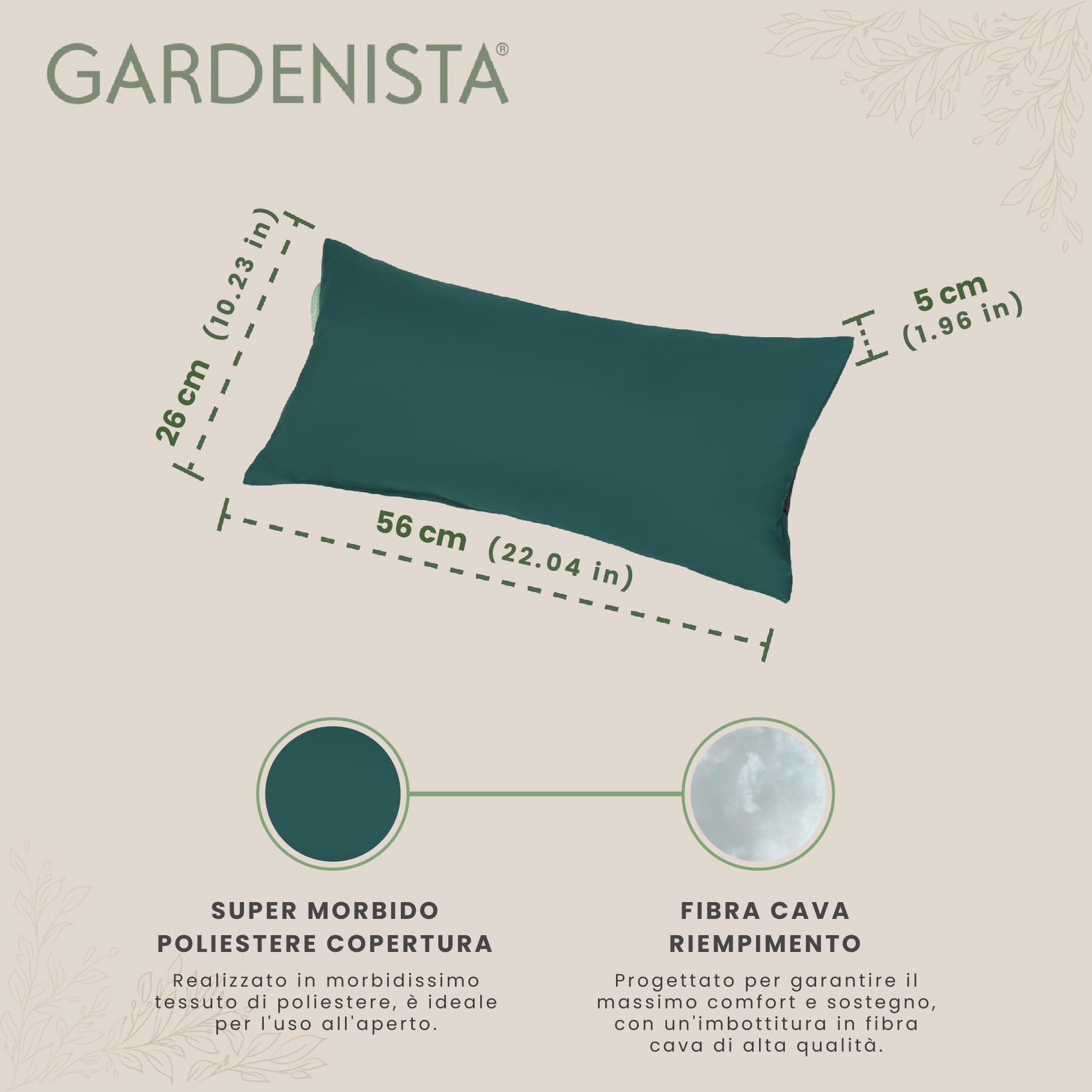 Gardenista Cuscino per il supporto del collo del lettino prendisole da esterno | Cuscino per poggiatesta resistente all'acqua per giardino | Confortevole e robusto con cintura sicura (Verde)