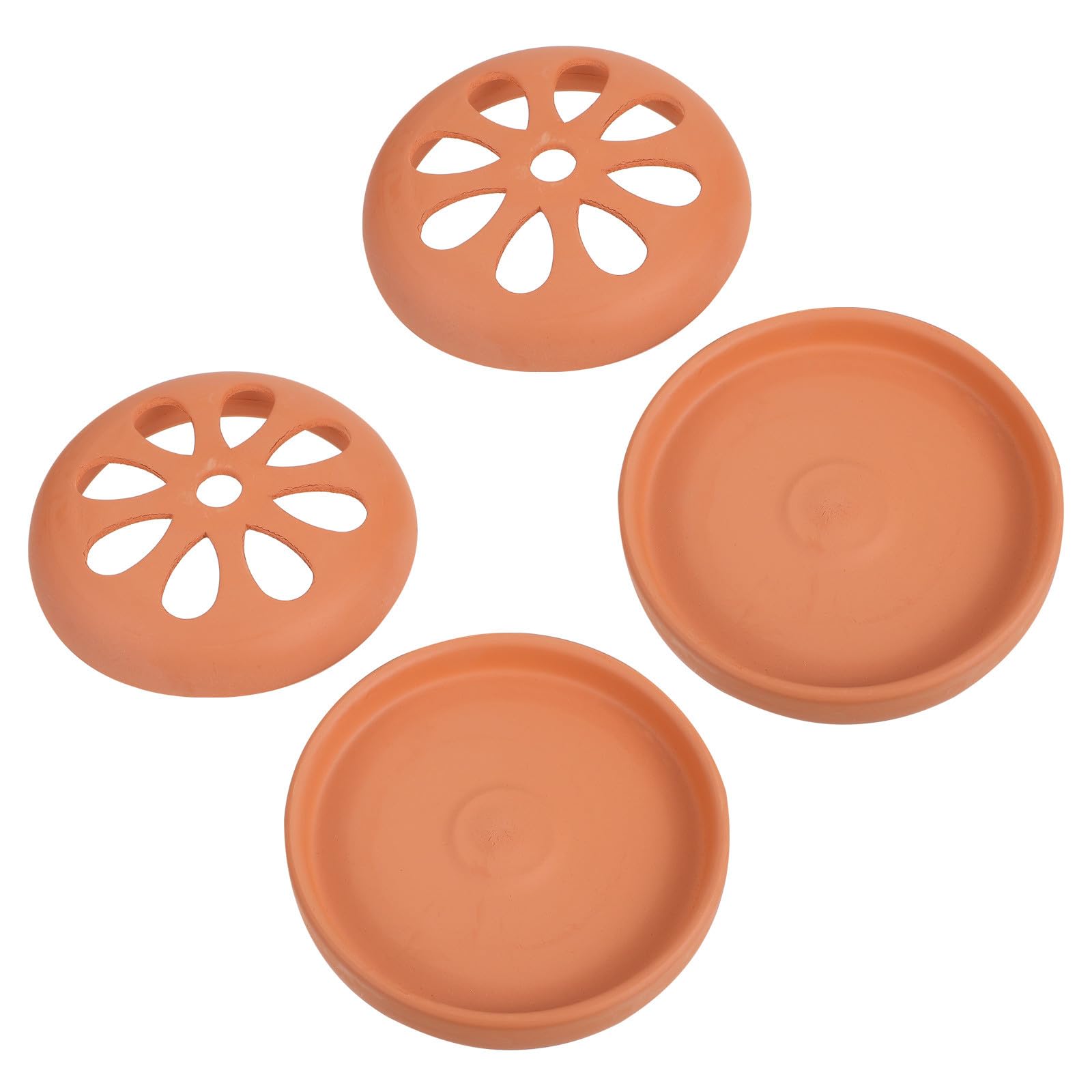 Porta Zampirone da Esterno in Terracotta Bruciatore di Incenso Ceramico Portatile, Coperchio Traforato e Design Semplice, per Pesca e Terrazze, 2 Pezzi