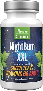 Weight Loss Capsules, Premium Green Tea Extract, with Added Vitamins B6 and Vitamin C - 30 Day Supply Sensilab Slimmium, NightBurn XXL