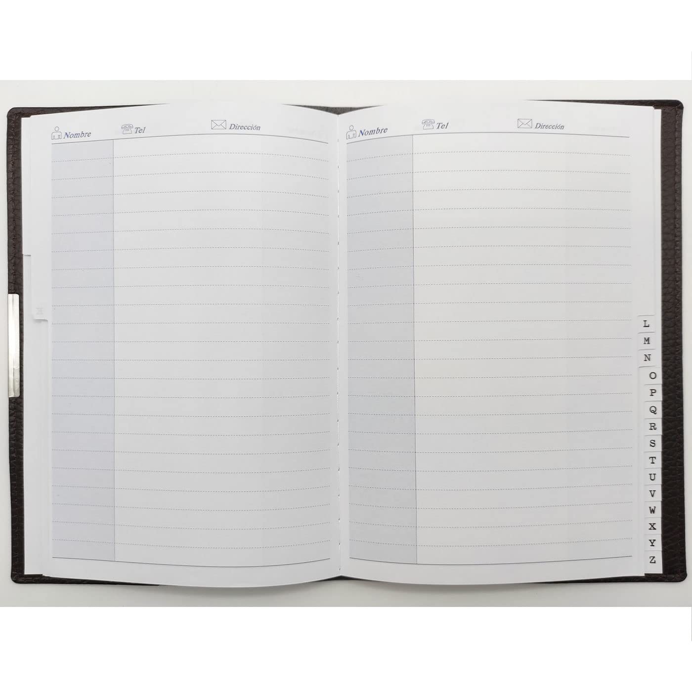 Tradineur - Listín telefónico A-Z, cubierta de piel, agenda de teléfonos, libreta de direcciones, índice alfabético, 21,6 x 15 cm, color aleatorio