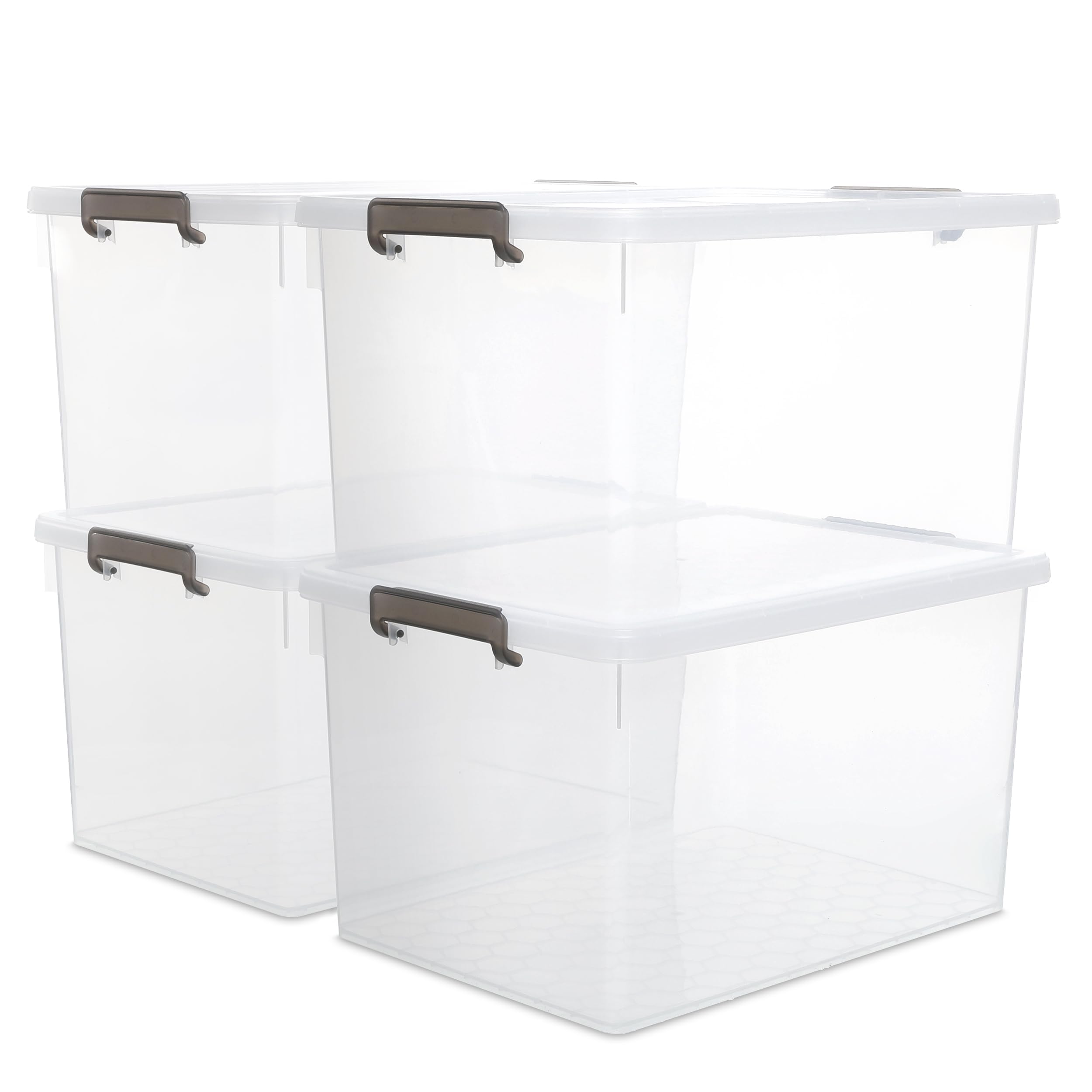 Citylife 69 Qt. Plastic Storage Bins with Lids Large Stackable Storage Containers for Organizing Clear Storage Box, 4 Packs Durable Totes for Storage Toys, Clothes
