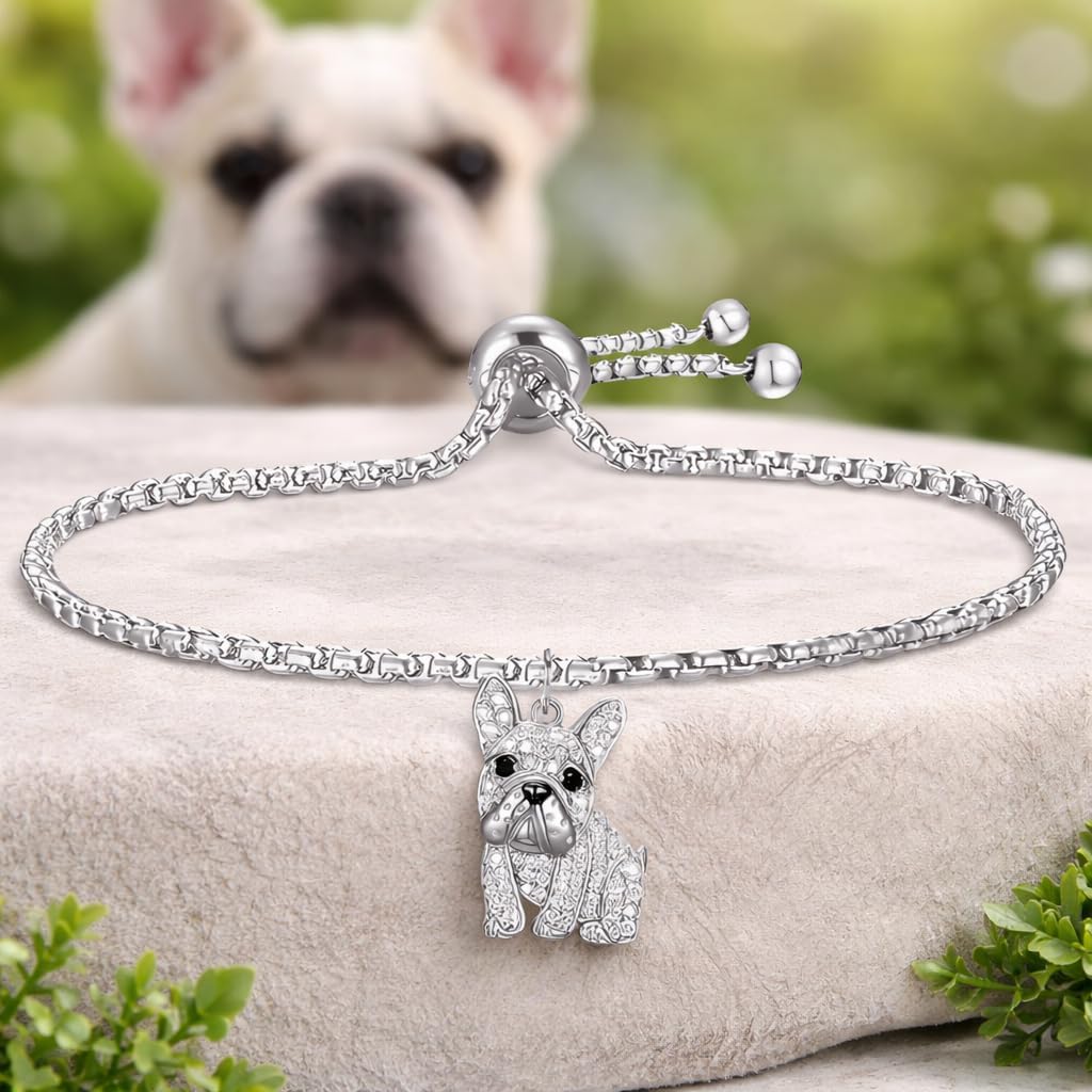 Dog Lovers' Bracelet - Adjustable Dog Charm Bracelet, 9.84 inch Chain Length, Different Breeds of Dogs, Synthetic Black and White Zirconia Accented, Schnauzer, Pug, Corgi, Maltese, and more! Trendy Stainless Steel Chain, Fashion Themed Jewelry Accessory for Men or Women, Pet Lover Gift for Birthday and Holiday, Durable and Long-Lasting, Hypoallergenic and Nickel-Free, Everyday Wear