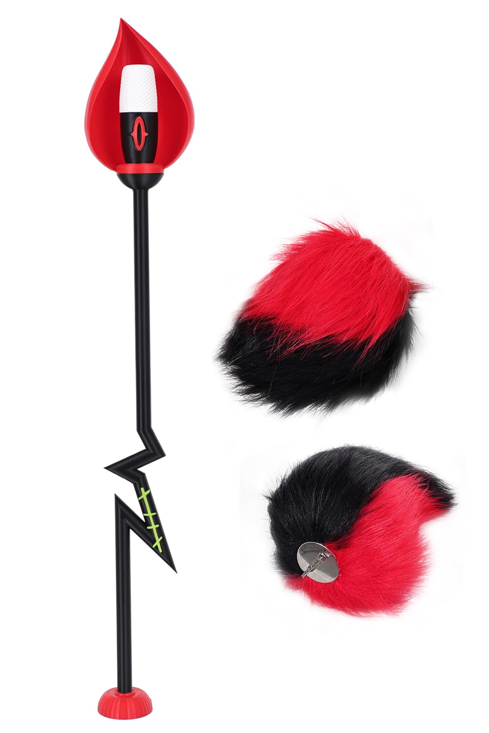 Ubaywey Hazbin Anime Microphone Tube Costume Tail Paw Gloves Cosplay Accessories Halloween Carnival Cosplay Props, black/red, EinheitsSize