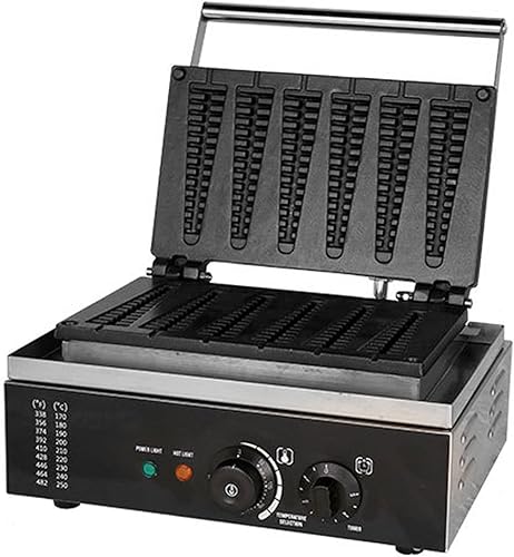 Miniatura 16 de Máquina de gofres comercial, máquina eléctrica antiadherente de 1550 W con revestimiento de teflón, horneador de gofres ajustable de 122-572 ℉