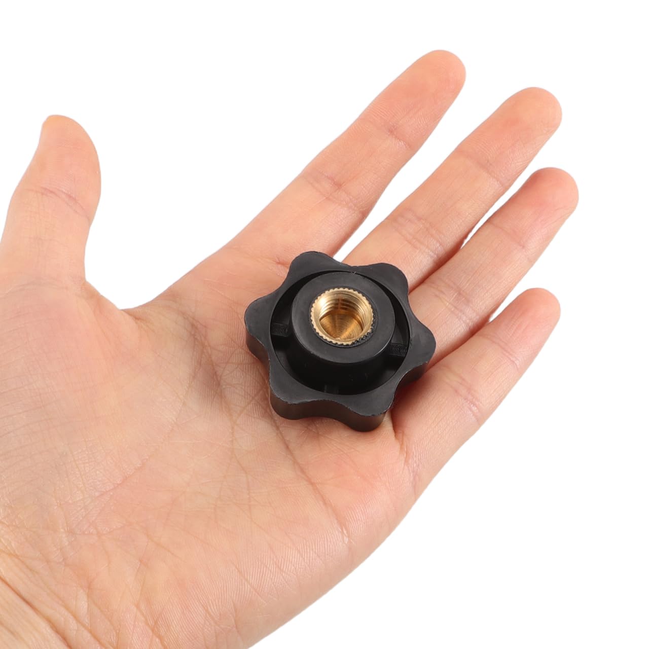 Kichvoe 8pcs M10 Plum Blossom Handle Nuts Through Hole, Black Plastic Star Shaped Hand Clamping Knobs for Machine Tools and Industrial Hardware