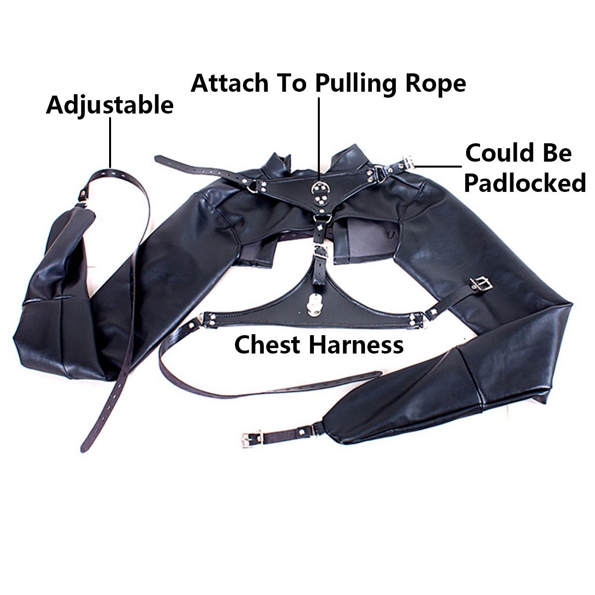 Black Leather Exposed Nipples Bra,Arm Restraints Sleeve,Adult Slave Training Dog Collars,for Couples BDSM Sexual Life (Pulling Rope & Padlock 7 Pieces)