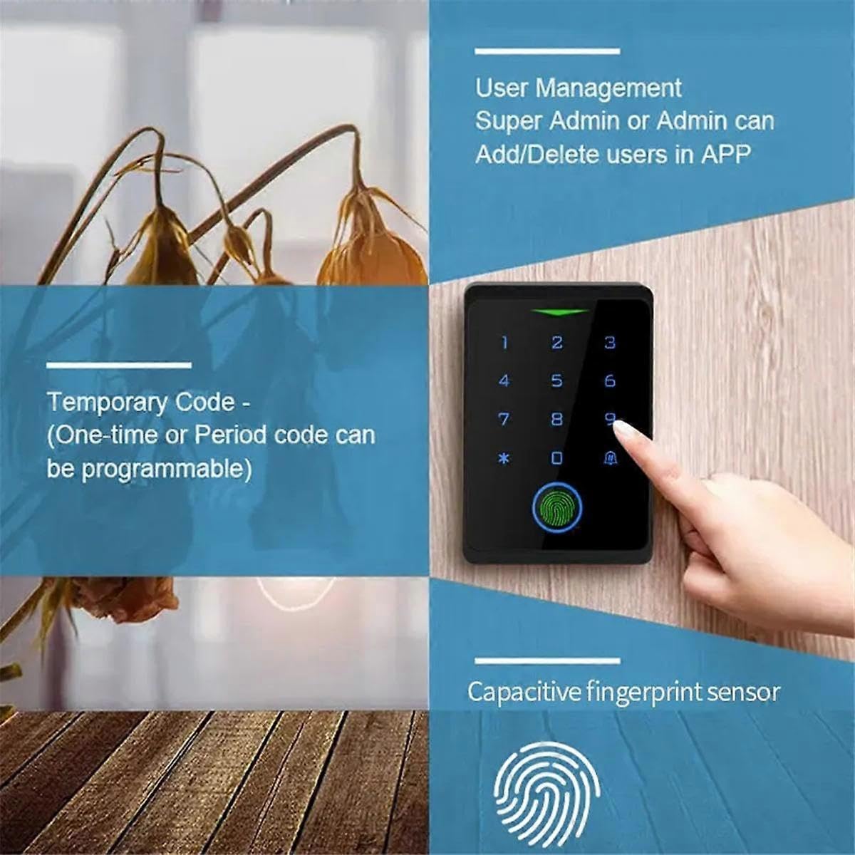Tuya APP blokada drzwi IP66 wodoodporna bezkluczykowa biometryczna kontrola dostępu WiFi samodzielna klawiatura odcisk palca RFID