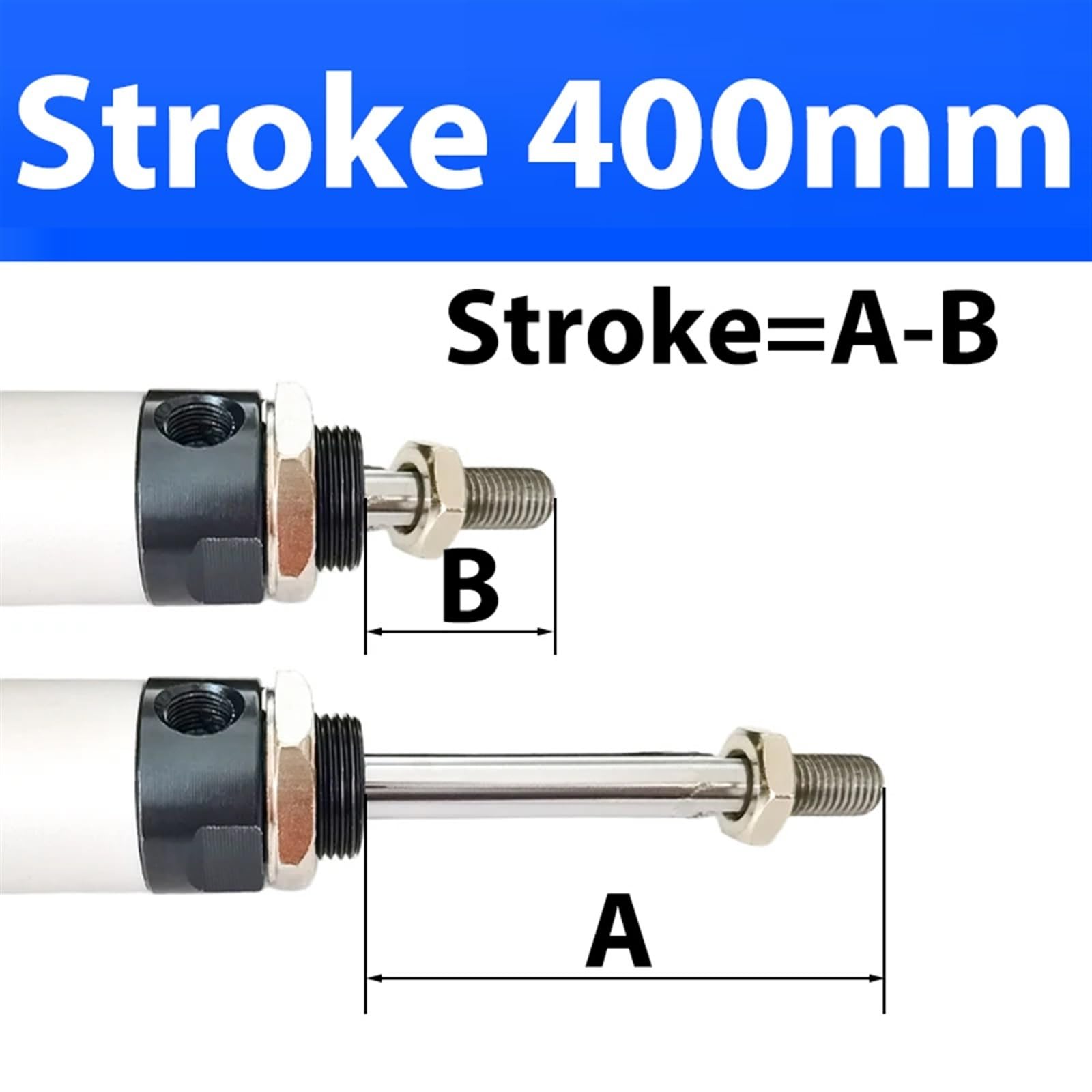 Cilindro neumático mini MAL25/32 mm, carrera de 25-500 mm, cilindro de aire de aleación de aluminio de doble efecto, 1 unidad(Stroke 400,MAL25 (Bore 25mm))
