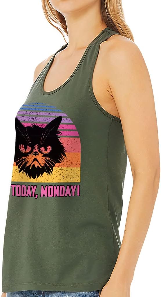 Not Today Monday Women's Racerback Tank - Word Design Tank Top - Printed Workout Tank - Black, 2XL
