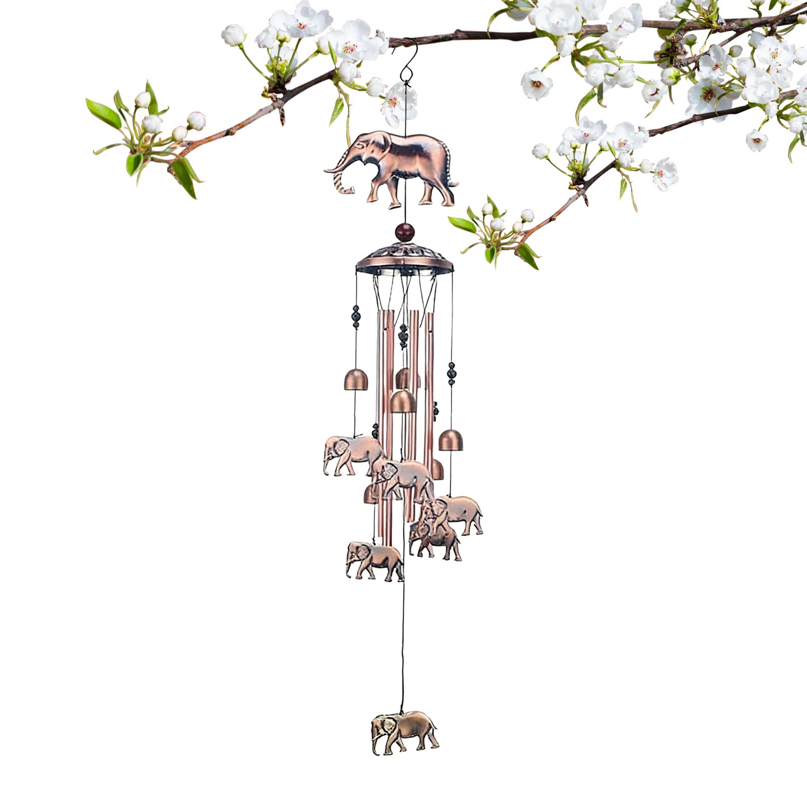 Carillon à vent colibri fait main au son grave pour décoration de jardin et balcon
