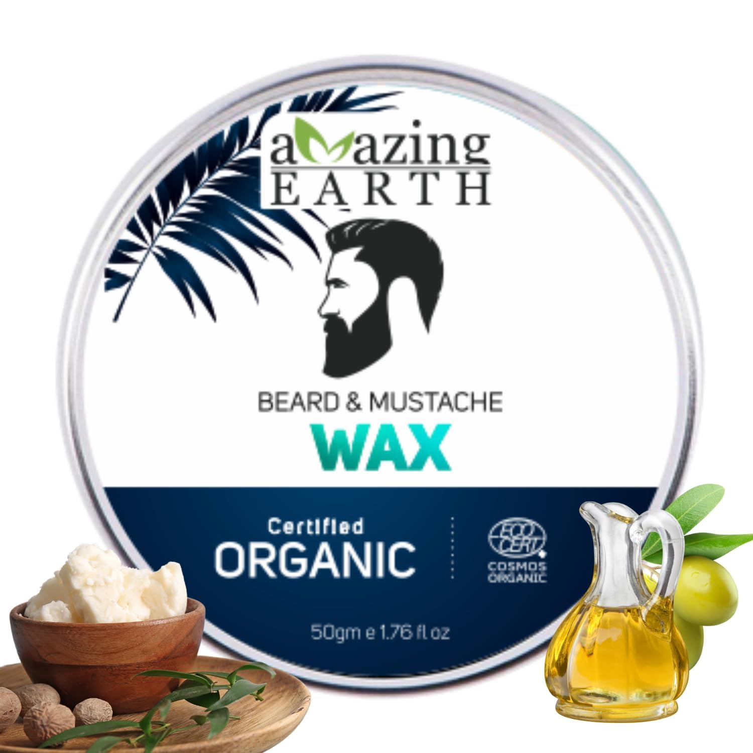 Amazing Earth Organic Beard and Mustache Wax 50g Pack of 3