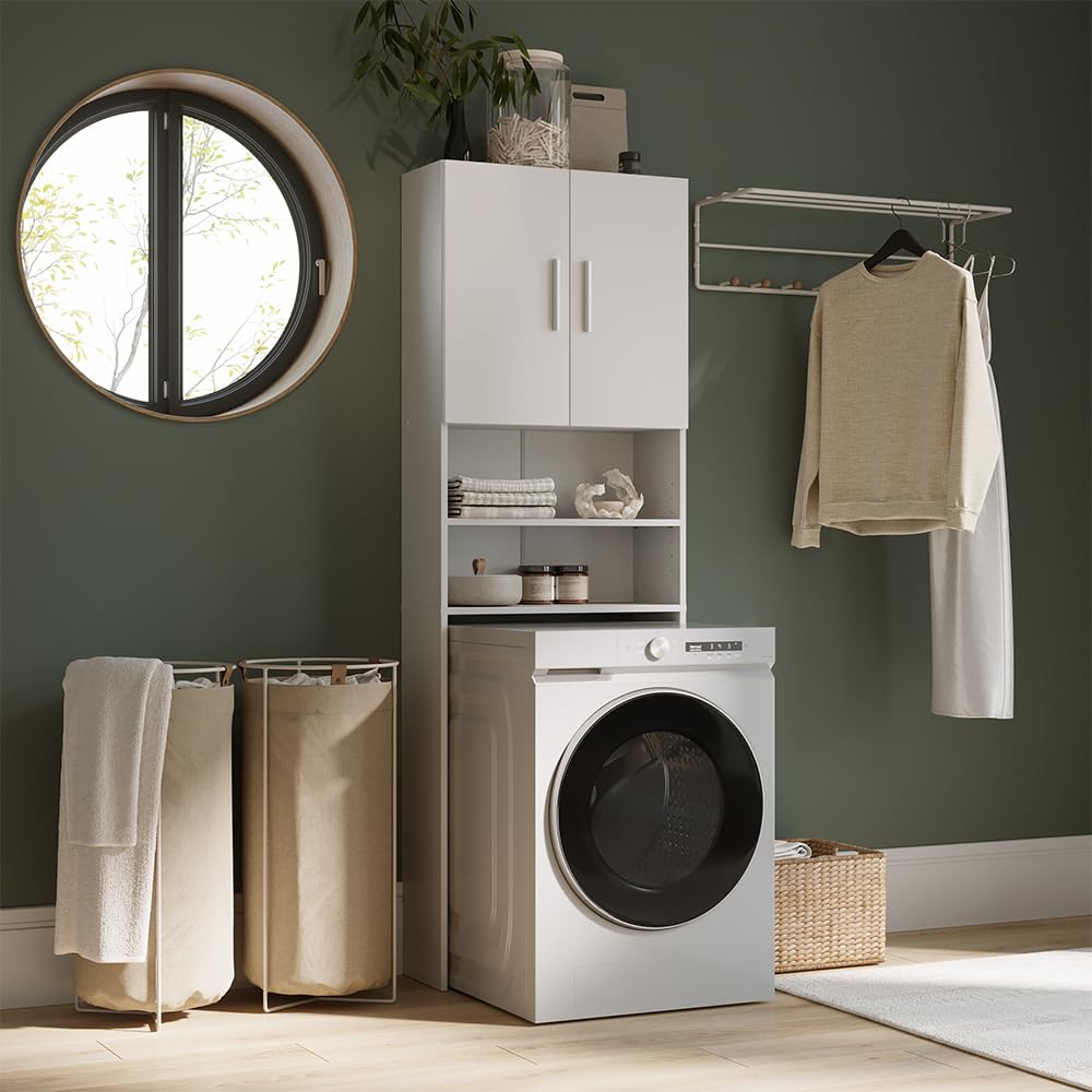 Vicco Waschmaschinenschrank, Weiß, 64 x 190 cm