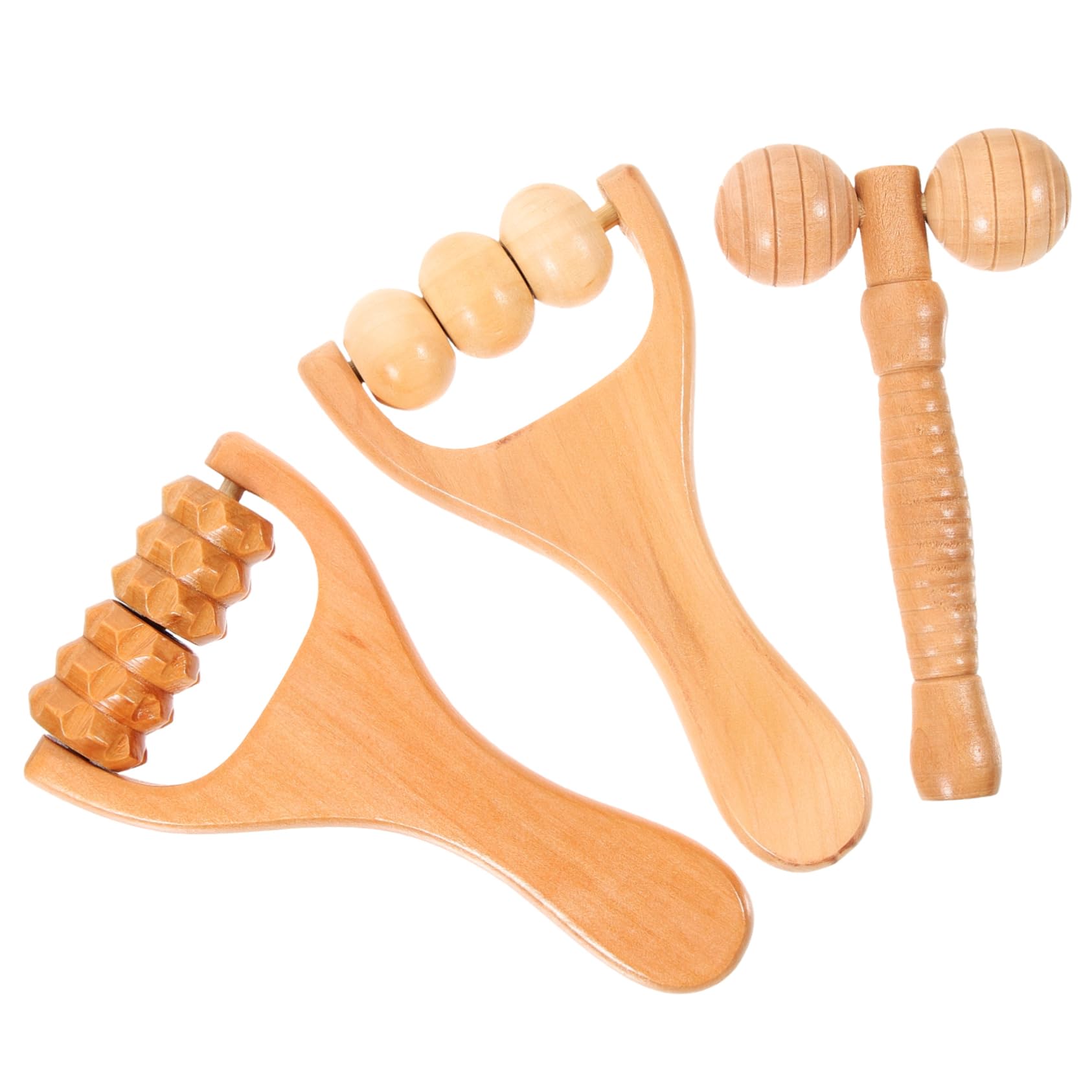Beaupretty 5 Series Circulación Manual Cervical Rodillos Hombro Rodillo De Masaje Cuello Pie Shiatsu Masajeador Herramientas Madera 3 Piezas X 5