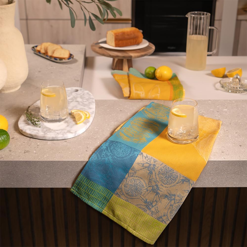 Garnier Thiebaut Filet De Citrons Soleil Jacquard French Kitchen Towel