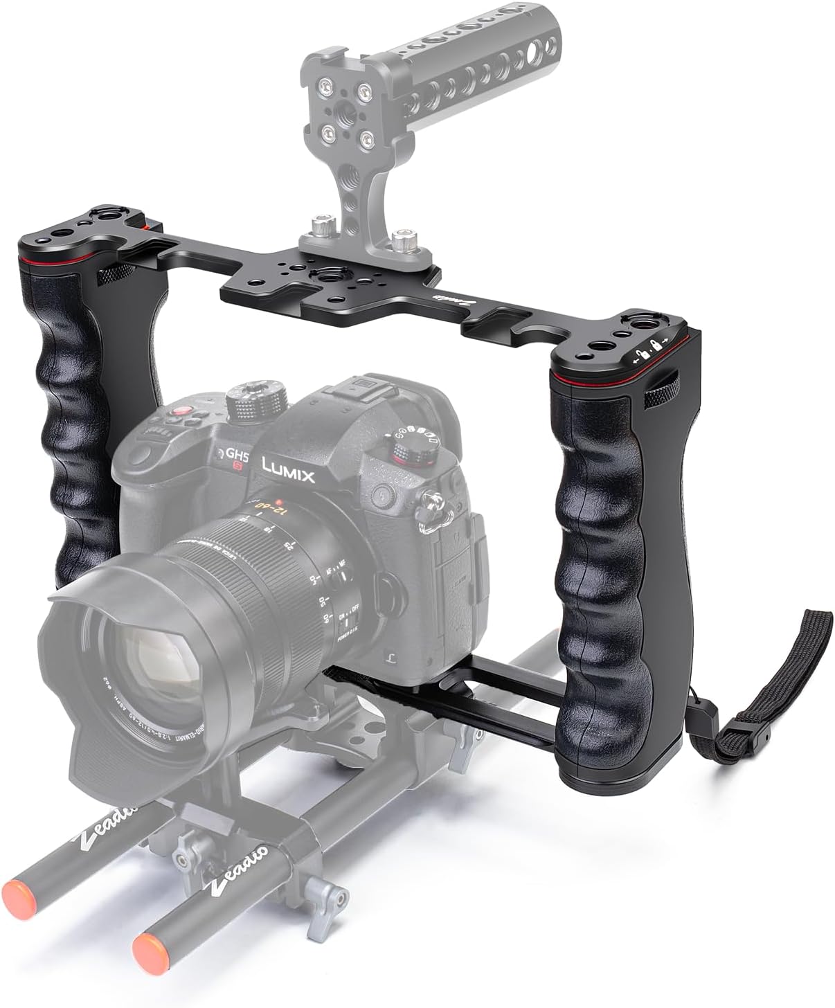 Zeadio Camera Video Rig Cage, Aluminum Filmmaking Movie Making Kit with Top Handle & Arca Type Base, Compatible with All DSLR Camera and Camcorder