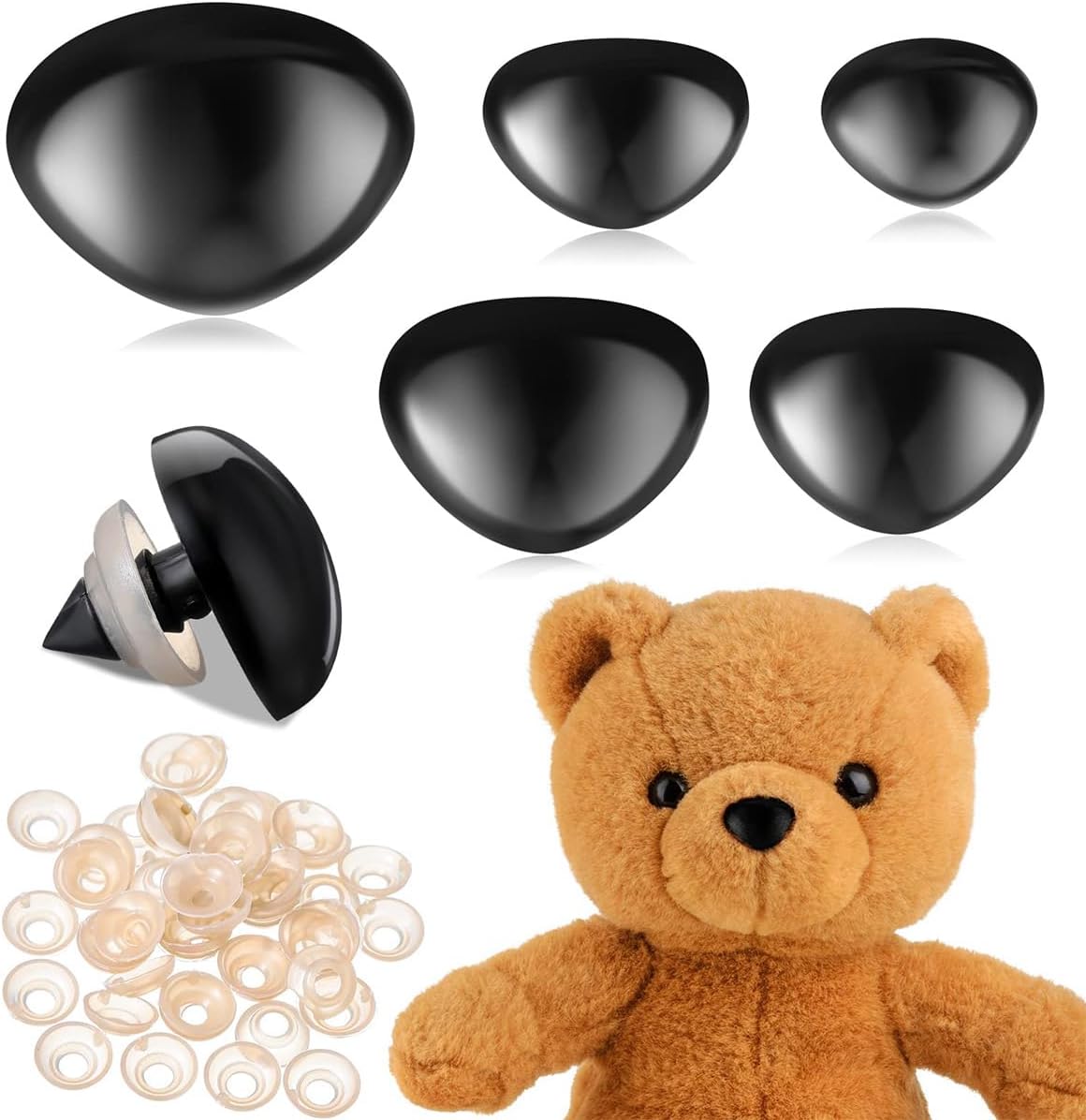 GIONAR 100 Pcs Teddy Bear Noses, Safety Noses for Crochet Stuffed Toys ...