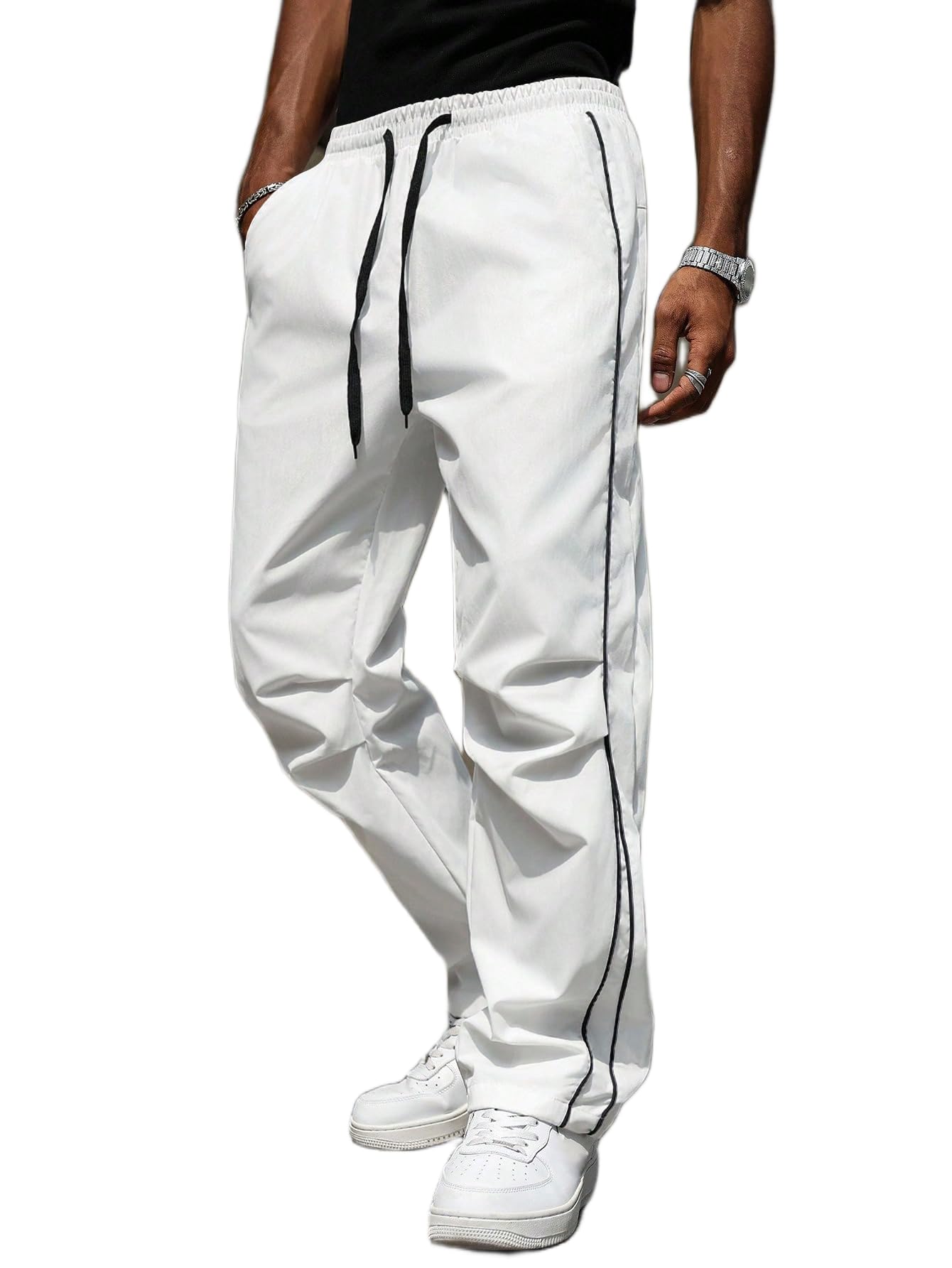Men Track Pant, Blue, Loose Fit, Polyester