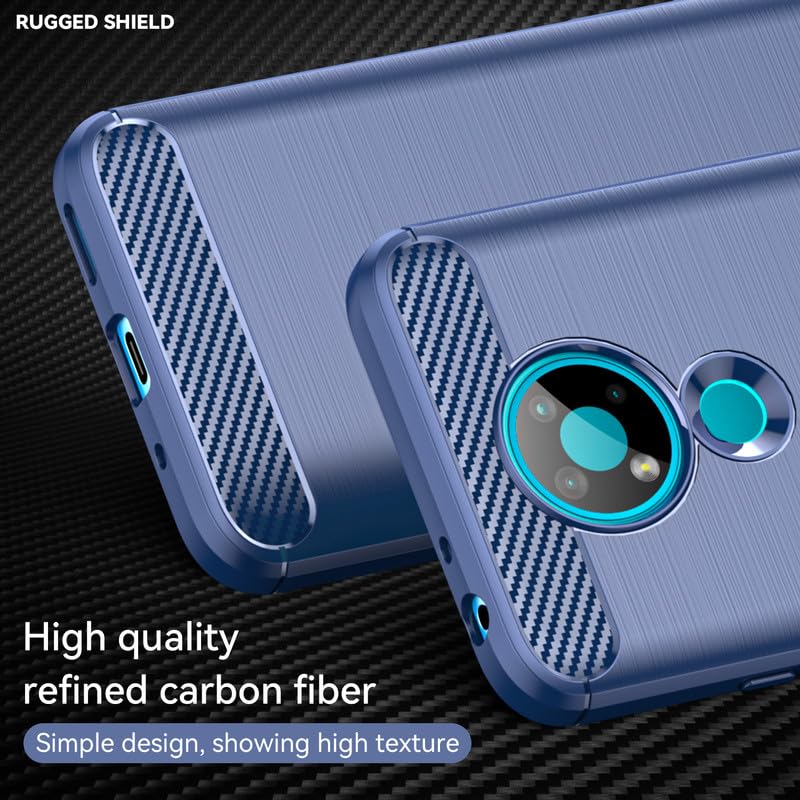 Image of Hybrid Carbon Fiber Back Case for Nokia 3.4 (Blue)