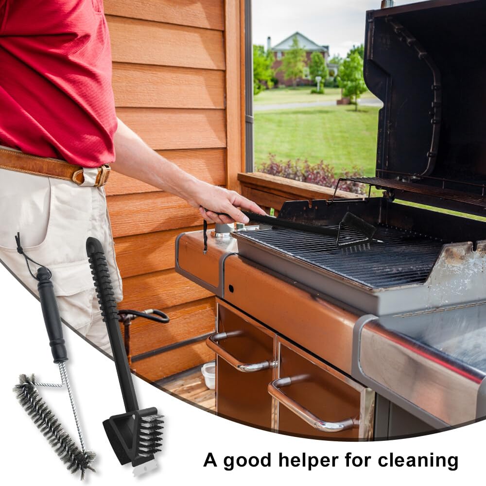 Spazzola Per Barbecue In Acciaio Inox - Set 2 In 1 Con Raschietto Per Pulizia Griglie - Foto 5