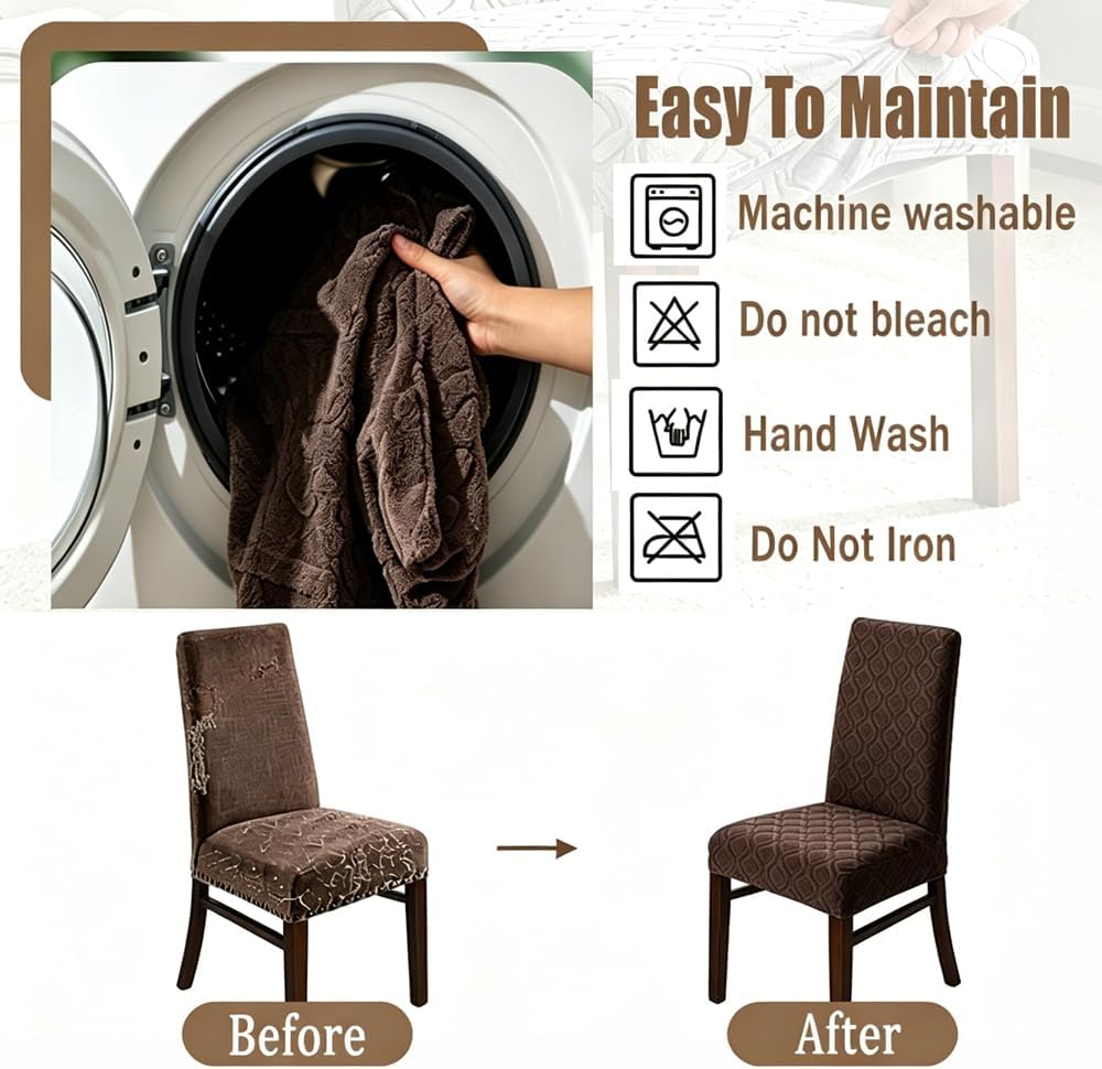 Dining Chair Covers, Anti-Scratch Kitchen Dining Room Kitchen Chair Protectors, Removable Washable Dining Chair Slipcovers for Home, Hotel, Banquet