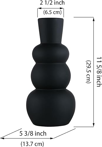 Miniatura 7 de Jarrón negro, moderno jarrón de cerámica, jarrones de arcilla negra mate para hierba de pampas, flores frescas minimalistas para el hogar, flores