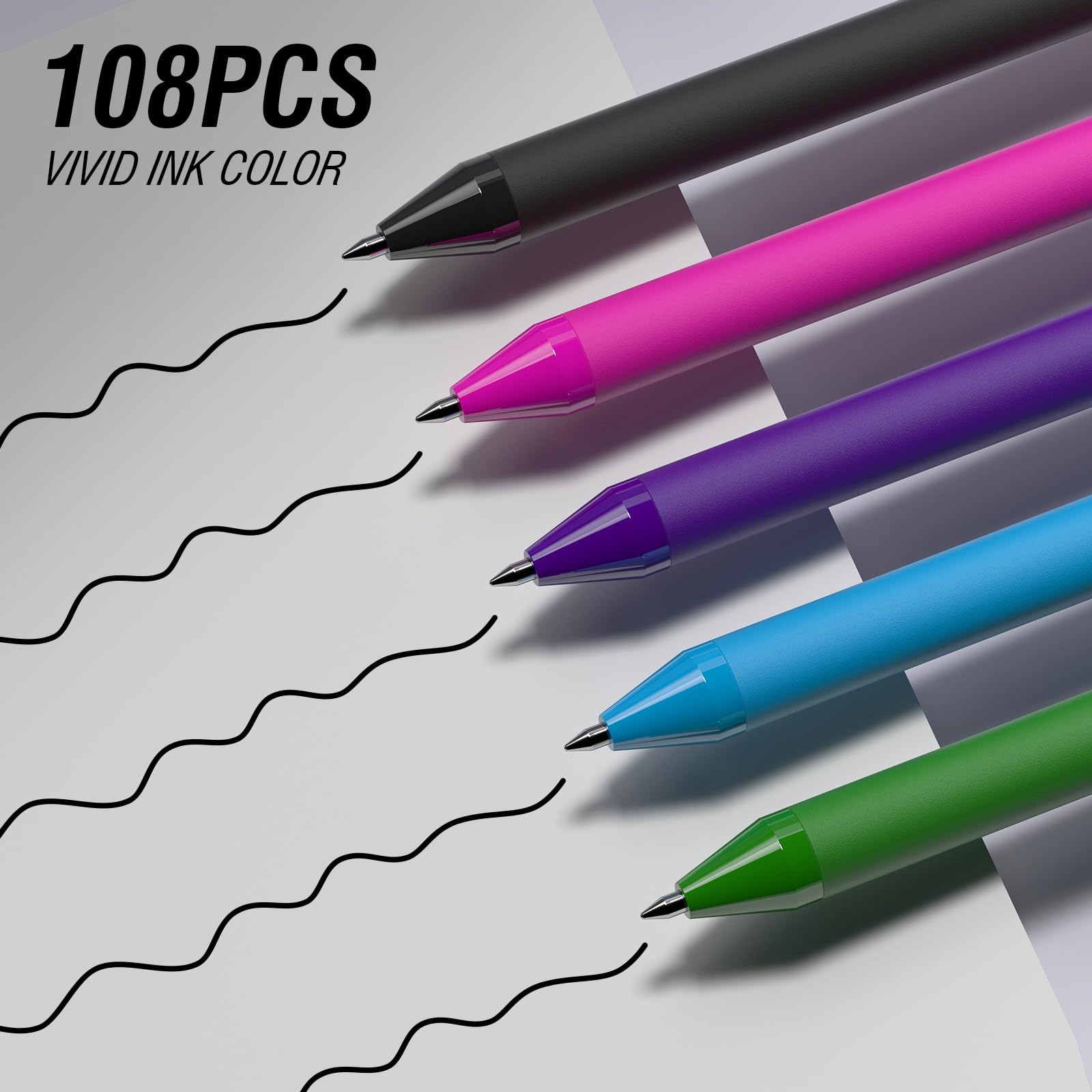 108 Pack Black Pens - Bulk Pens 1 0mm Medium Point Ballpoint Pens Smooth Writing No Bleed Retractable — view 4