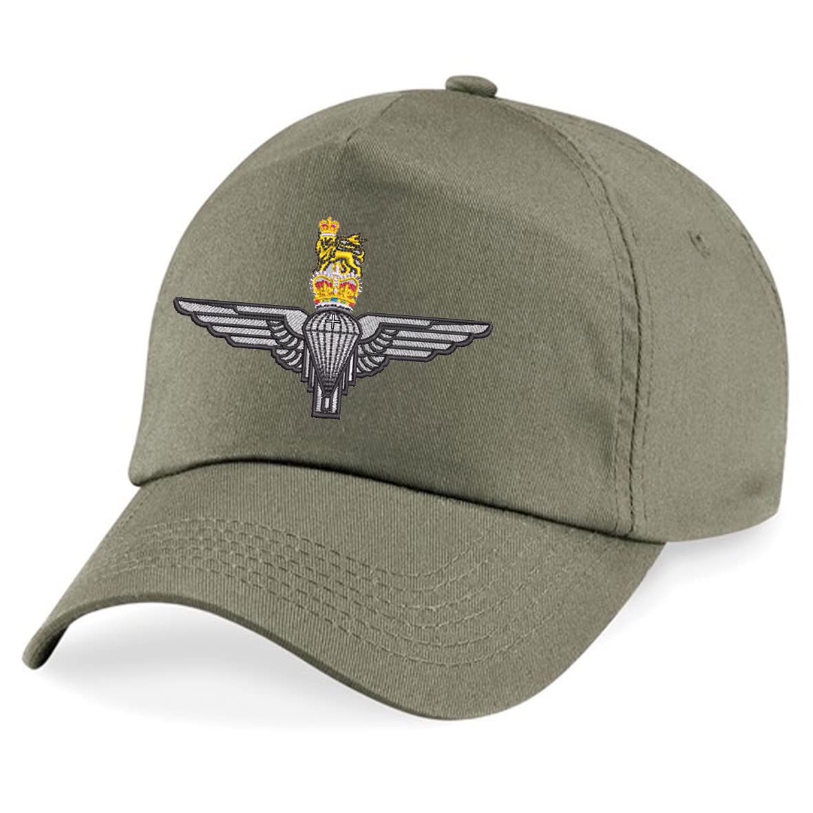 Parachute Regiment Paratrooper Paras Insignia Embroidered Baseball Cap British Army Military Embroidery (Military Green)