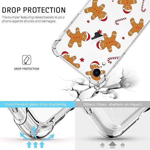 Miniatura 5 de YESPURE Funda de Navidad para iPhone XR, diseño impreso de hombre de jengibre, transparente, suave, a prueba de golpes, funda protectora de TPU a