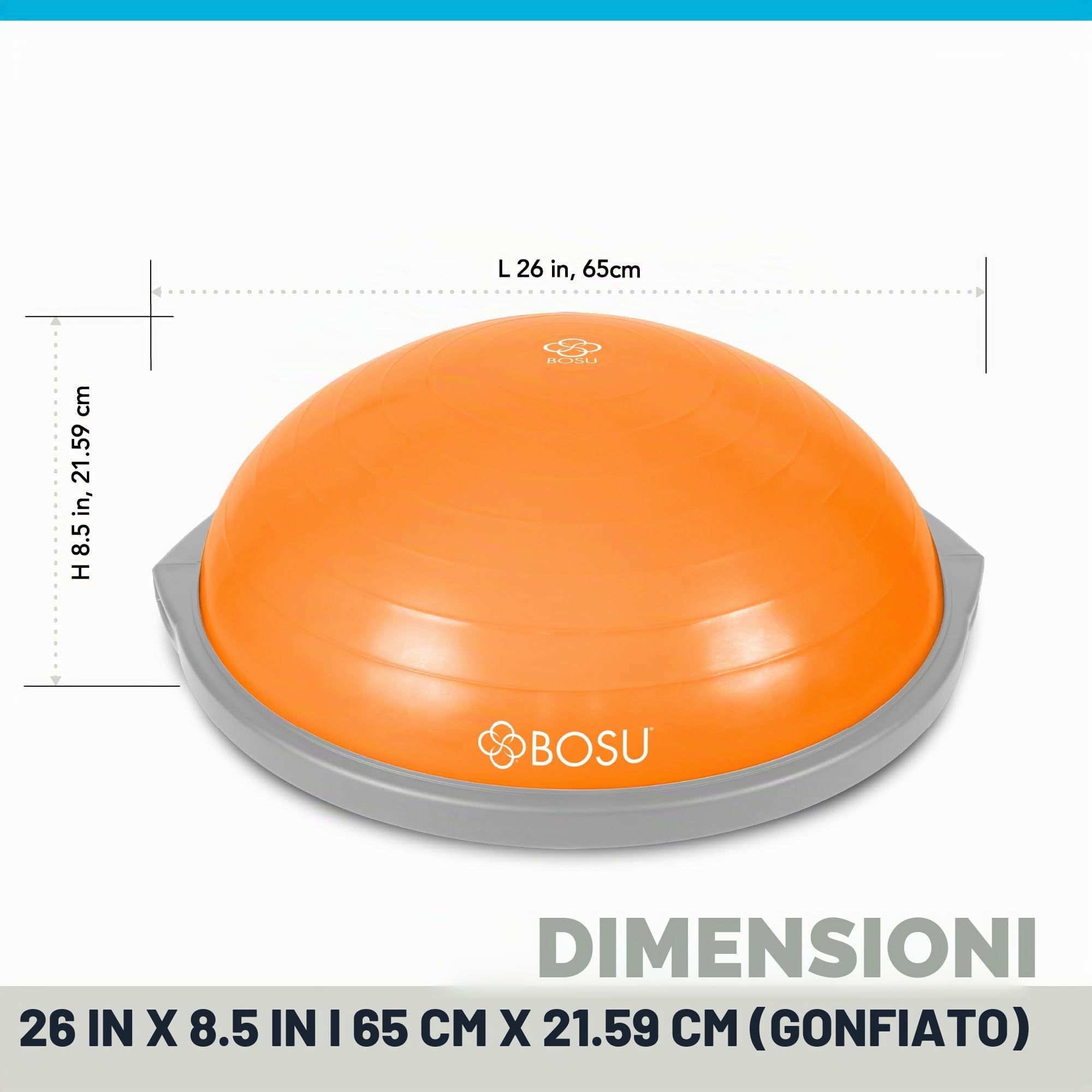 Bosu Attrezzo Originale per allenare l’Equilibrio, per Palestra in casa, Diametro di 66 cm