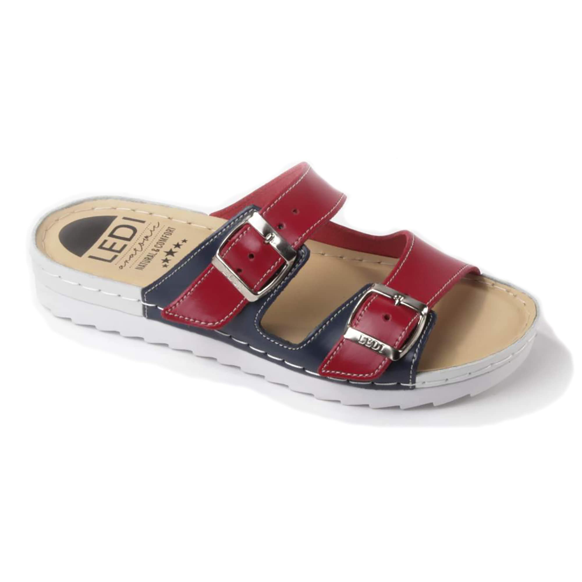 Mules Cuir Ledi 202 Anatomiques Sandales Sabots Ledi 202 Femme - Cuir Véritable - Semelle Anatomique - Talon 3cm Chaussons Maison Extérieur