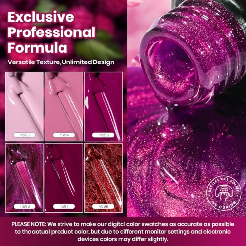 Image of Beetles Purple Gel Nail Polish Set, 6 Berry Blush Colors | Berry pink, purple, plum and shimmer shades for soft-to-deep DIY manicures