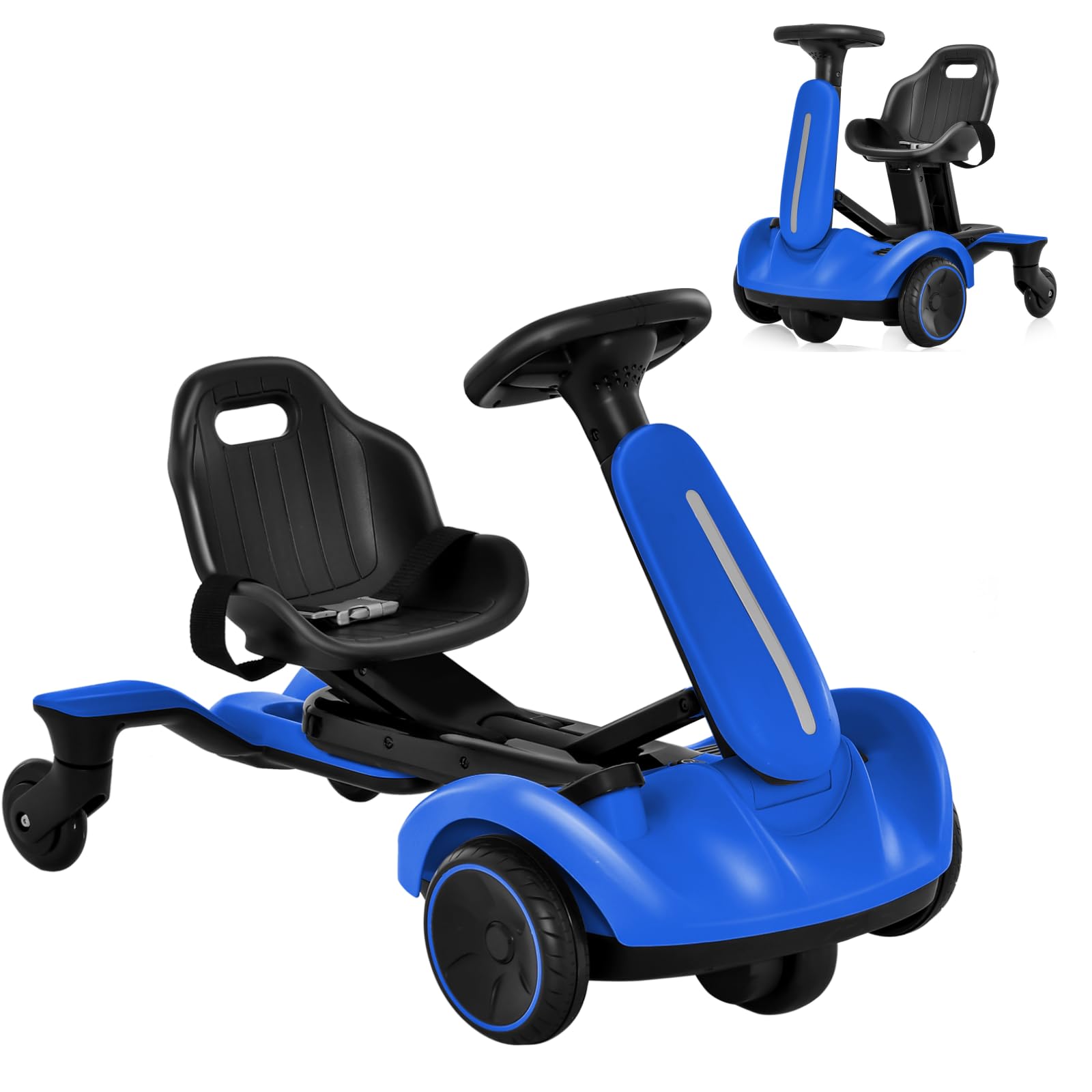 COSTWAY Electric Ride on Drift Car, 6V Battery Powered Racing Kart with 2-Position Adjustable Seat, 360° Spin Wheels, Horn, 2 Speeds Go Kart for Kids Aged 3-8 Years Old (Blue, without LED Lights) — image 1