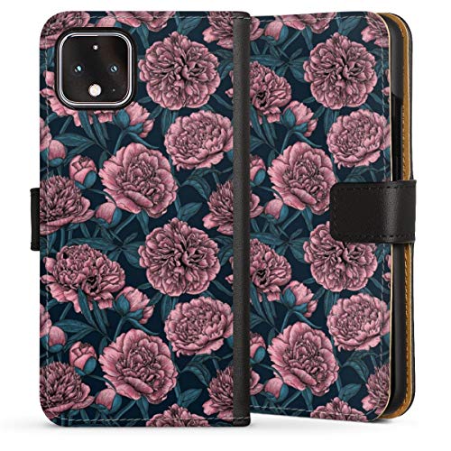 Étui magnétique Google Pixel 4 à rabat avec porte-cartes et motif fleurs