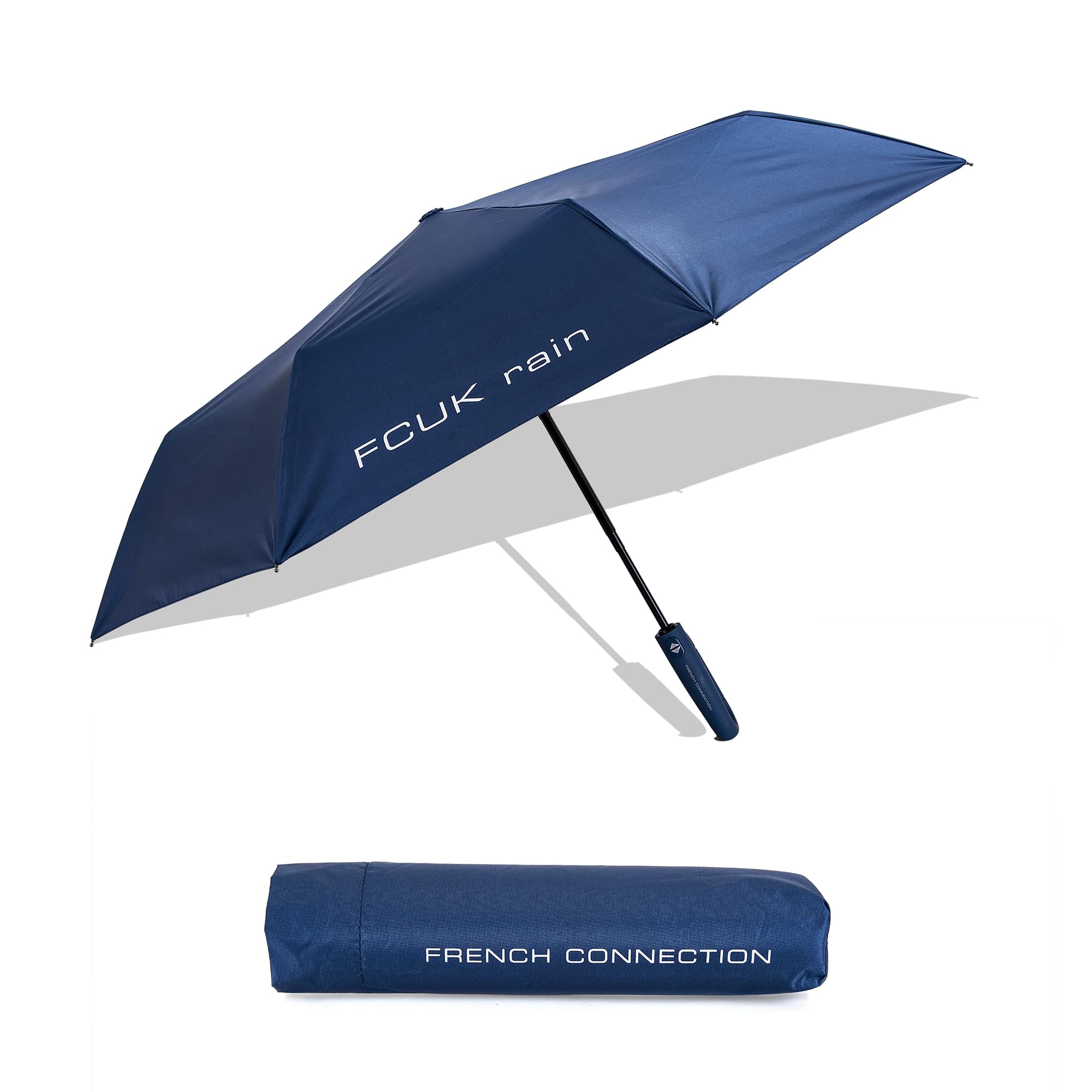 folding umbrella for men & women, auto open & close, lightweight compact design, 37 inch water resistant canopy, portable travel for rain & sun, navy blue - fcrum03nvyblu